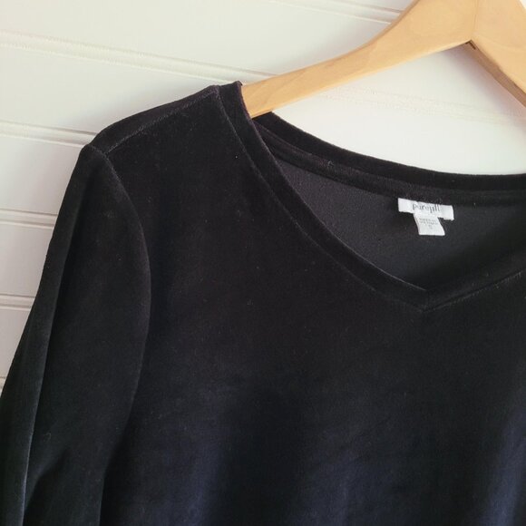 J. Jill Womens Top Size S Black Velour Swing Tunic Pockets Athleisure Cozy - Picture 2 of 8